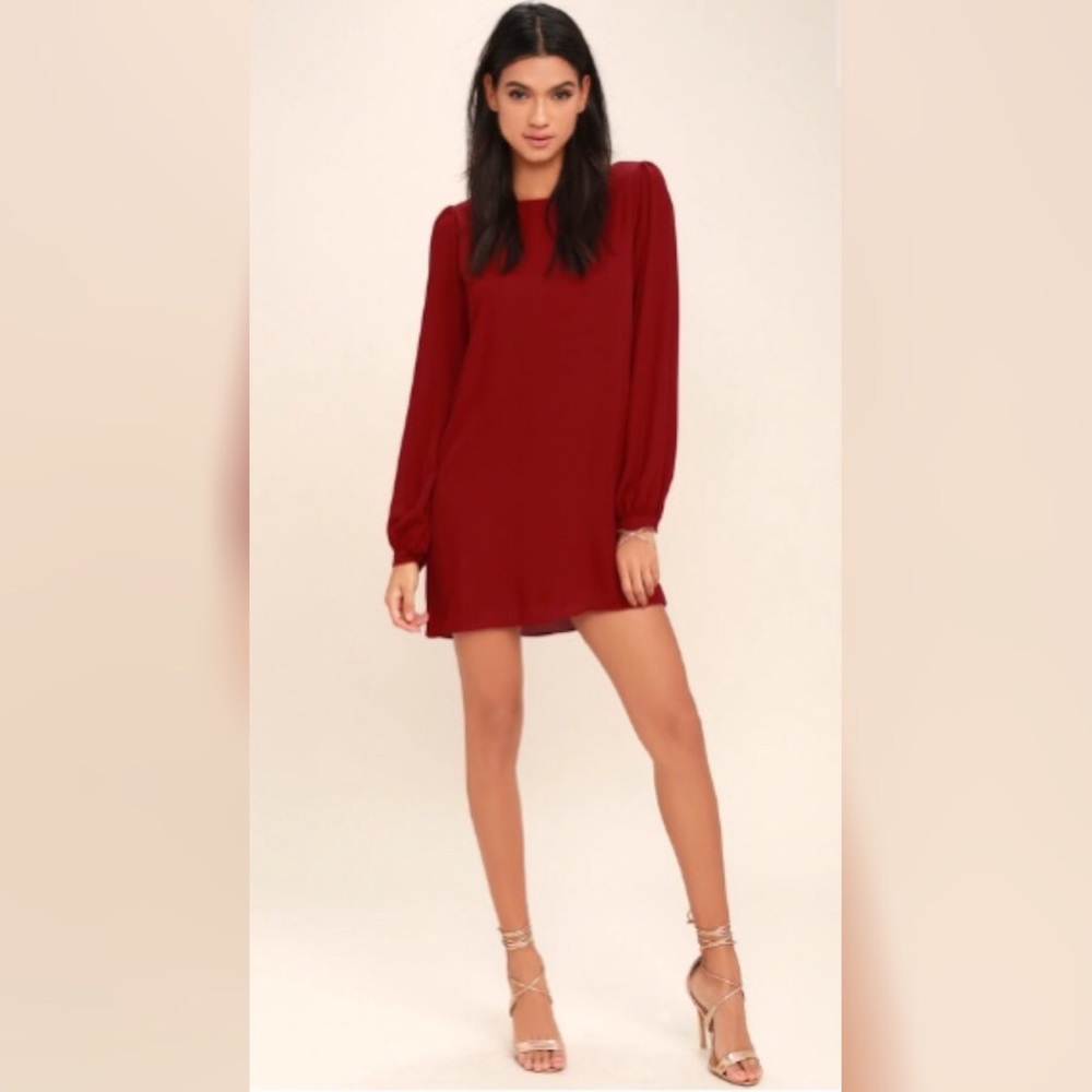 Status Update Wine Red Shift Dress